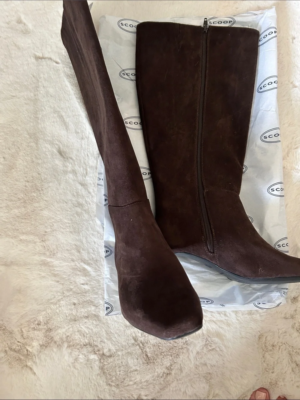 Faux Suede Knee-High Boots in Dark Brown 8.5 wide